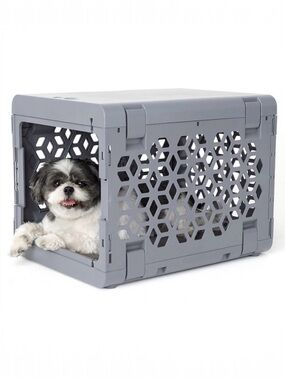 NEW - KindTail PAWD Dog and Cat Crate Carrier - Small Gray Collapsible
